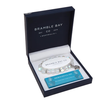Ocean Turtle Charm Bracelet Mermaid Glass White