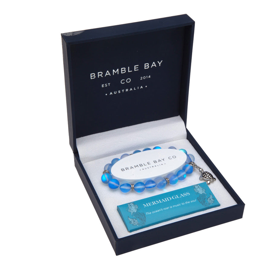 Ocean Turtle Charm Bracelet Mermaid Glass Blue
