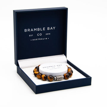 Infinity Bracelet Gold Tiger Eye 10mm Bead