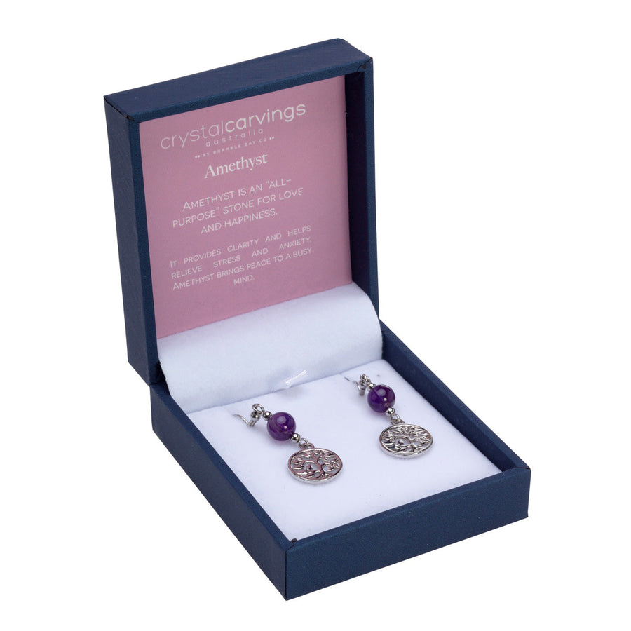 Amethyst Tree of Life Earrings