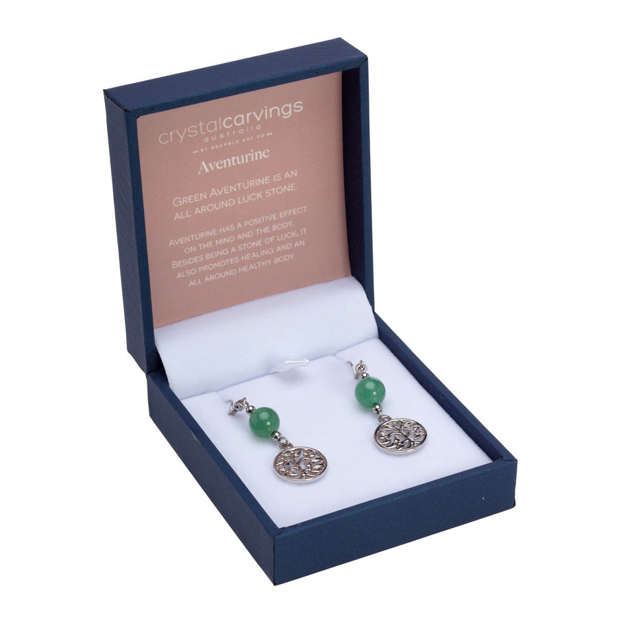 Green Aventurine Tree of Life Earrings