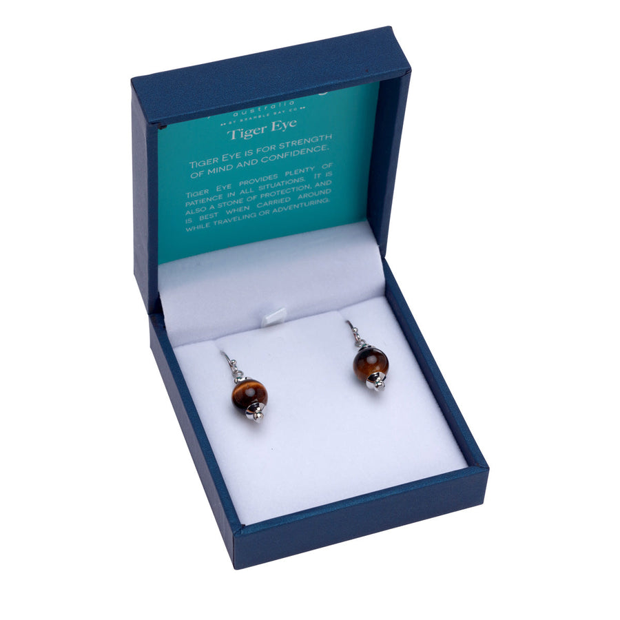 Tiger Eye 10mm Bead Drop Earring