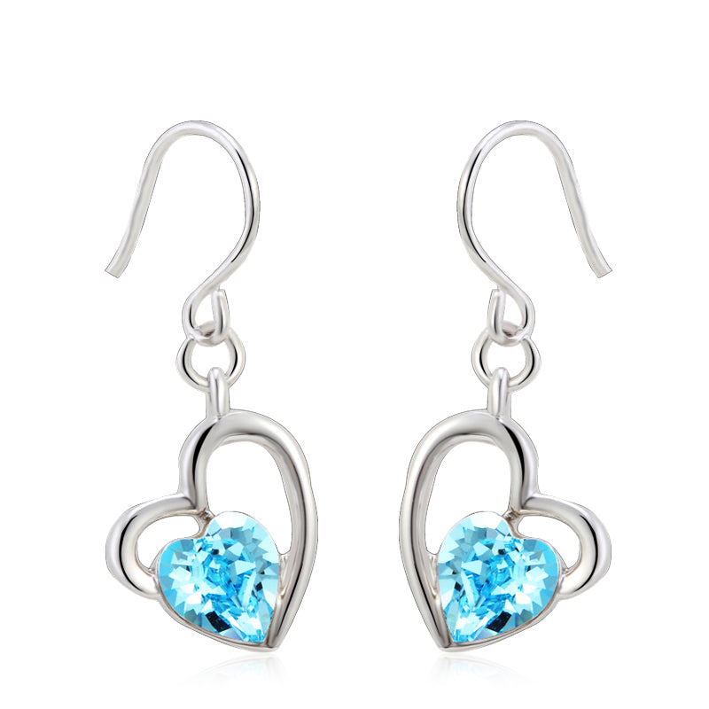 Heart Earring with Blue SW Elements