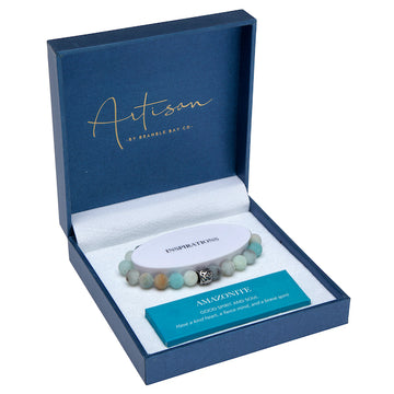 Amazonite 8mm Bead & Stainless Charm Bracelet